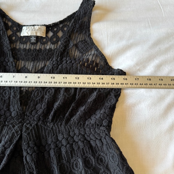 J Valdi Womens Babydoll Crochet Lace Tank Dress Black Medium Whimsigoth Layering - Picture 8 of 12